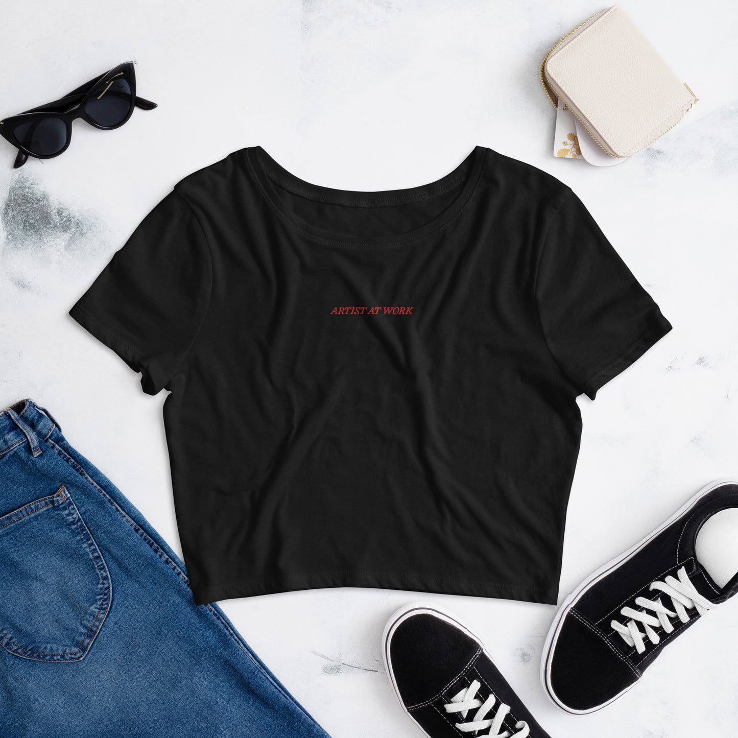 ARTIST AT WORK - Embroidered Women’s Crop Tee